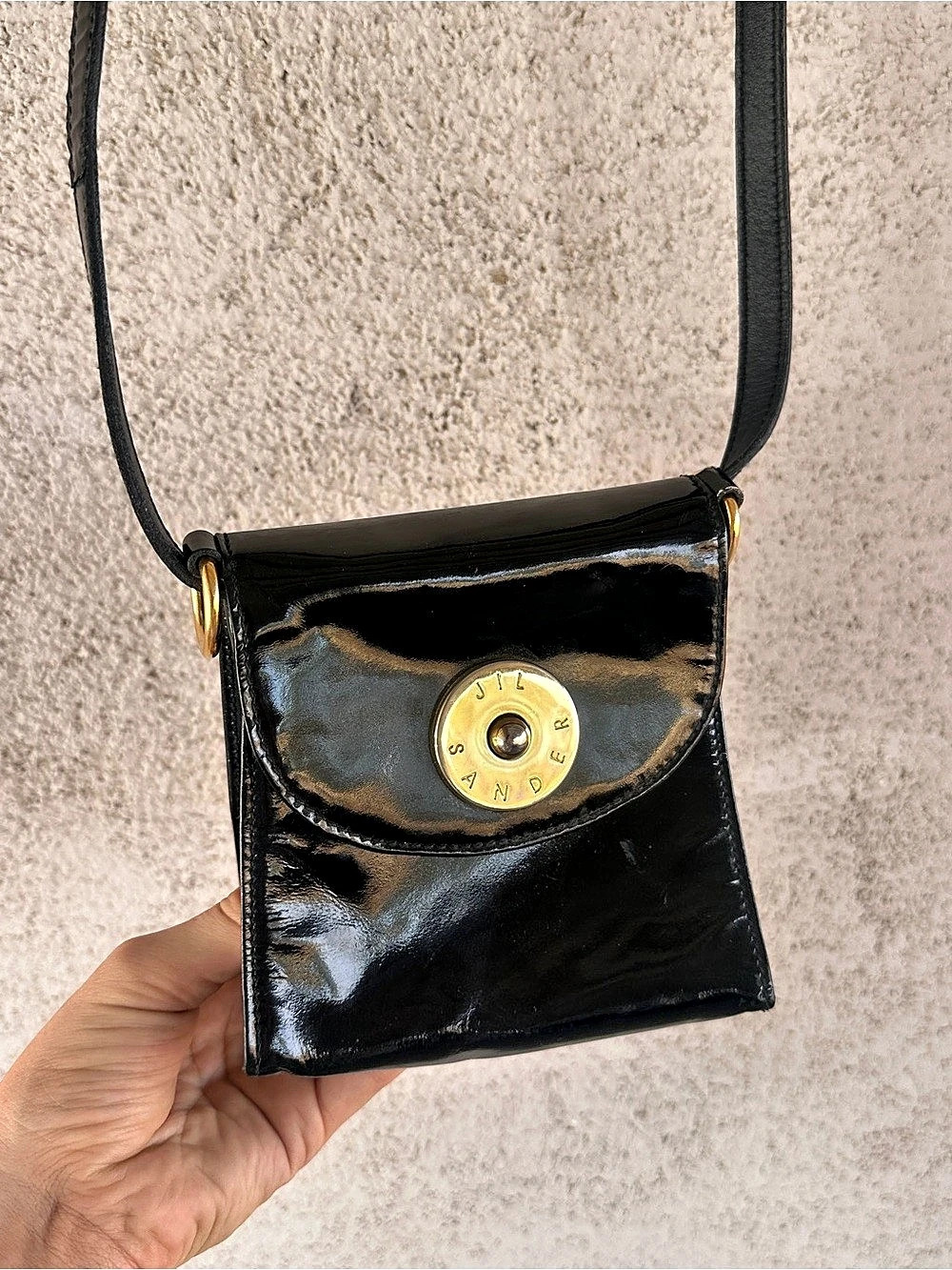 Vintage Jil Sander Black Patent Crossbody Bag